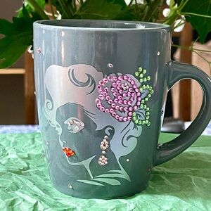 Gray coffee tea bling mug Handcrafted New